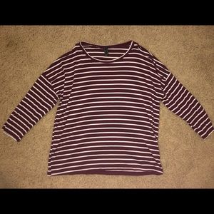never been worn maroon and white striped shirt.